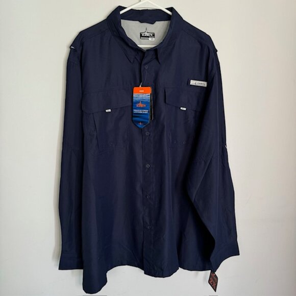 Habitat Men's Crayfish Creek L/S River Shirt Navy Blue Size 2XL - Picture 1 of 5